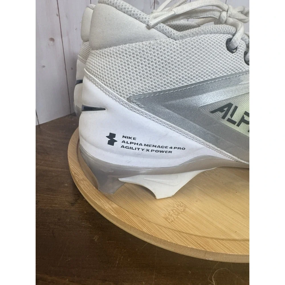 Nike Alpha Menace 4 Pro football cleats White/silver Men 11 Agility Power Molded